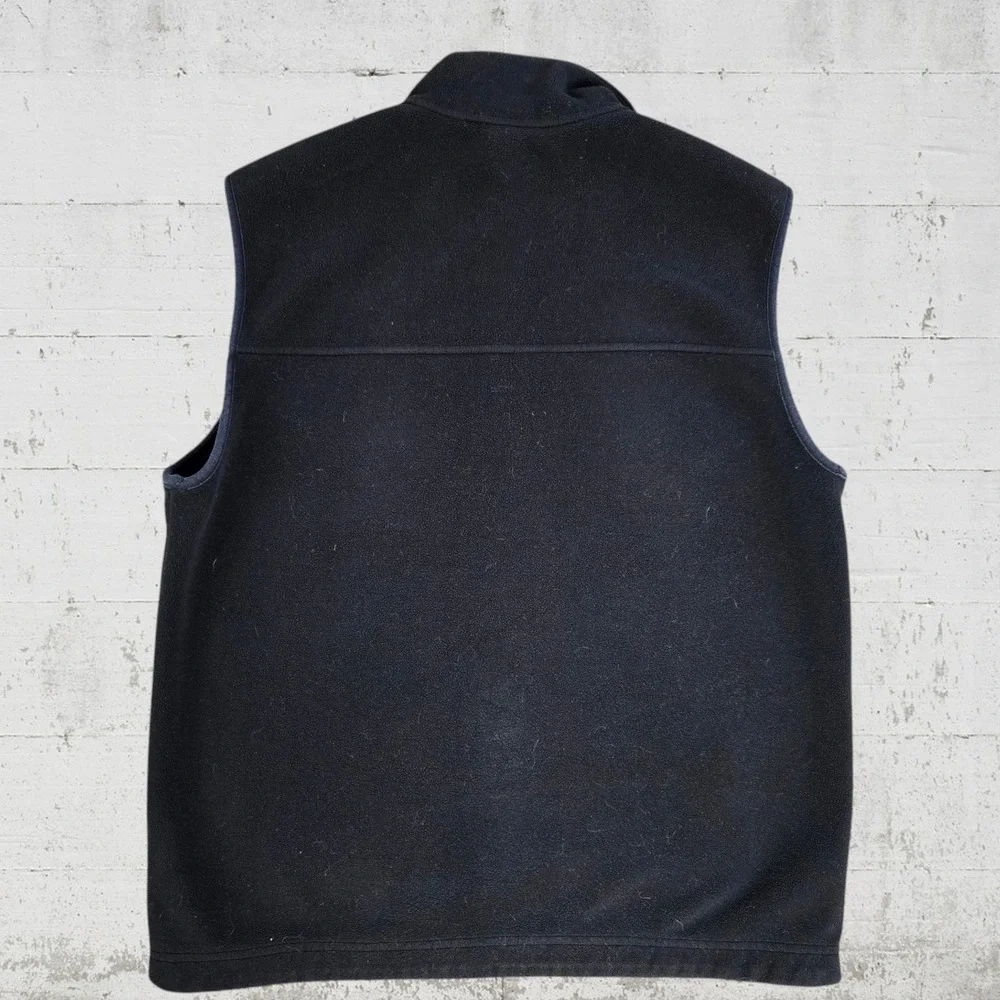 L L Bean Black Fleece Full Zip Gorpcore Mock Neck Sleeveless Vest Size Medium